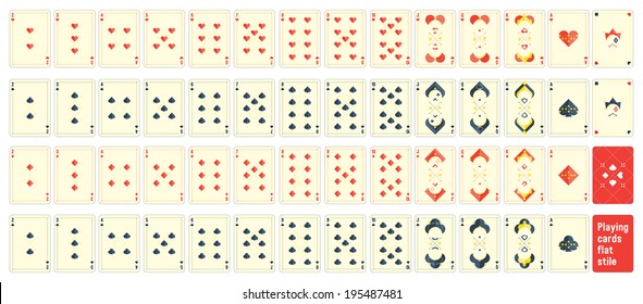 Vector poker set with isolated cards flat design