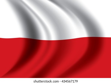 Vector Poland flag blowing in the wind. Background texture.