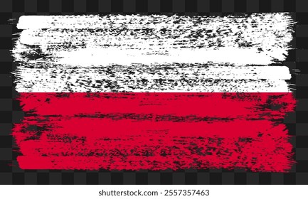 Vector Poland flag in grunge style on transparent background