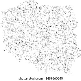 Vector Poland map filled with a texture of randomly arranged gray circles