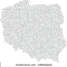 Vector Poland map filled with a texture of orthogonally arranged gray circles