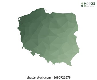 Vector of Poland map green polygon triangle mosaic with white background. style gradient.