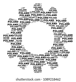 Vector poland text icons are combined into gear combination. Mechanical design concept constructed from poland text elements.