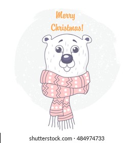 Vector polar bear: Christmas greeting card