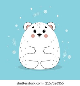  vector polar bear, cute polar bear in north pole, wild animals, cartoon polar bear in flat style