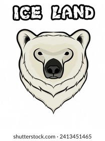 vector polar bear head, with an illustration of ice cracks in the background