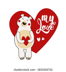 Vektor-Eisbär Liebe 14 februar valentiner Tag rotes Herz