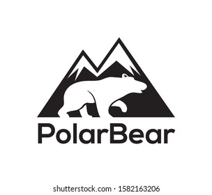 vector of Polar bear with mountain background sign logo design eps format
