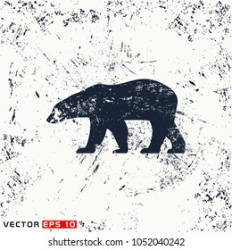 vector polar bear silhouette on grunge background