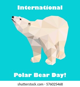 Vector polar bear stylized triangle polygonal model. Low poly design.