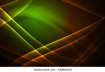 Vector polar lights concept, glowig shapes in the dark, abstract background