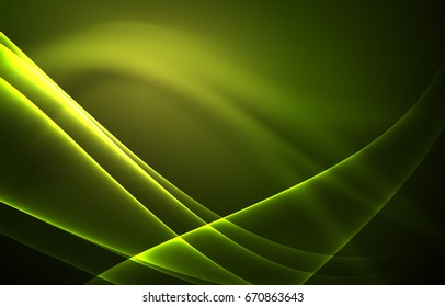 Vector polar lights concept, glowig shapes in the dark, abstract background