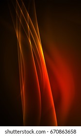 Vector polar lights concept, glowig shapes in the dark, abstract background
