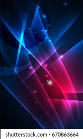 Vector polar lights concept, glowig shapes in the dark, abstract background