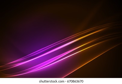 Vector polar lights concept, glowig shapes in the dark, abstract background