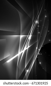 Concepto de luces polares vectoras, formas oscuras en el fondo oscuro y abstracto