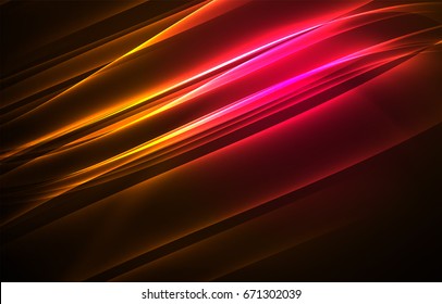 Vector polar lights concept, glowig shapes in the dark, abstract background