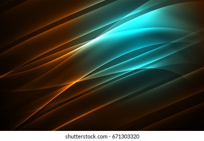 Vector polar lights concept, glowig shapes in the dark, abstract background