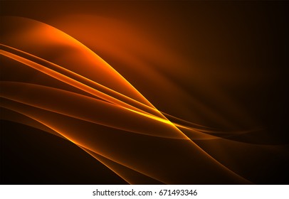 Vector polar lights concept, glowig shapes in the dark, abstract background