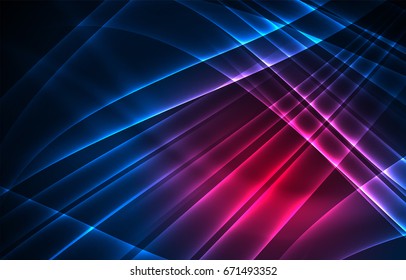 Vector polar lights concept, glowig shapes in the dark, abstract background