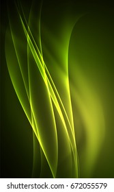 Vector polar lights concept, glowig shapes in the dark, abstract background
