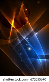 Vector polar lights concept, glowig shapes in the dark, abstract background