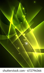 Vector polar lights concept, glowig shapes in the dark, abstract background