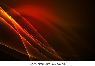 Vector polar lights concept, glowig shapes in the dark, abstract background
