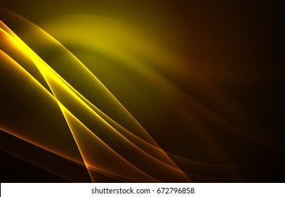 Vector polar lights concept, glowig shapes in the dark, abstract background