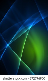 Vector polar lights concept, glowig shapes in the dark, abstract background
