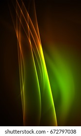 Vector polar lights concept, glowig shapes in the dark, abstract background