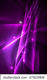Vector polar lights concept, glowig shapes in the dark, abstract background