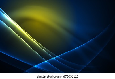 Vector polar lights concept, glowig shapes in the dark, abstract background