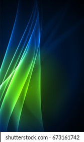 Vector polar lights concept, glowig shapes in the dark, abstract background