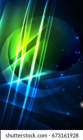 Vector polar lights concept, glowig shapes in the dark, abstract background