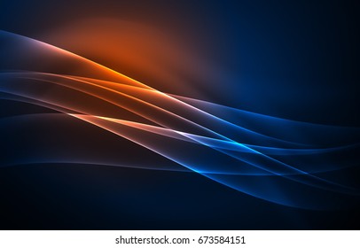 Vector polar lights concept, glowig shapes in the dark, abstract background