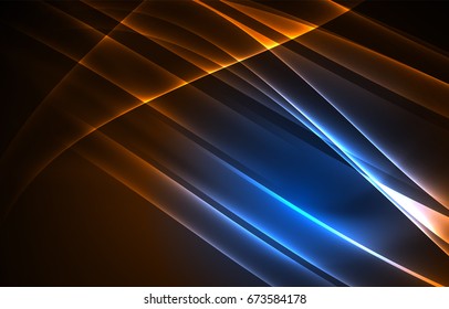 Vector polar lights concept, glowig shapes in the dark, abstract background