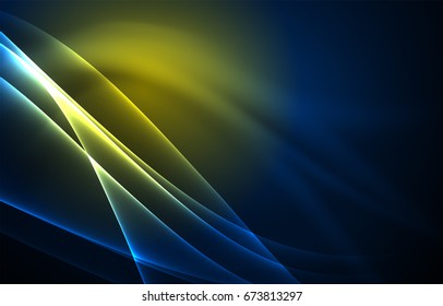Concepto de luces polares vectoras, formas oscuras en el fondo oscuro y abstracto