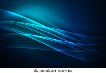 Vector polar lights concept, glowig shapes in the dark, abstract background