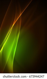 Vector polar lights concept, glowig shapes in the dark, abstract background