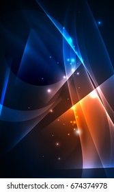 Vector polar lights concept, glowig shapes in the dark, abstract background