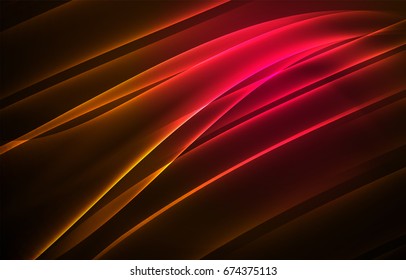 Vector polar lights concept, glowig shapes in the dark, abstract background