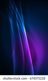 Vector polar lights concept, glowig shapes in the dark, abstract background