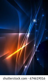 Vector polar lights concept, glowig shapes in the dark, abstract background