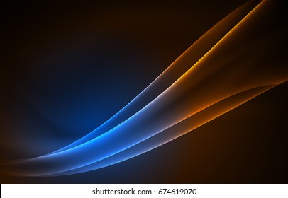 Vector polar lights concept, glowig shapes in the dark, abstract background