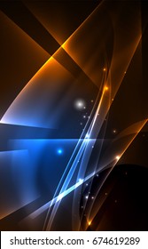 Vector polar lights concept, glowig shapes in the dark, abstract background