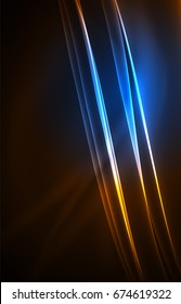 Vector polar lights concept, glowig shapes in the dark, abstract background
