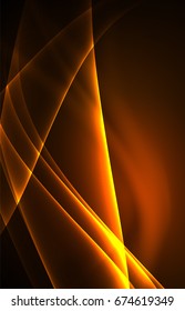 Vector polar lights concept, glowig shapes in the dark, abstract background