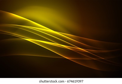 Vector polar lights concept, glowig shapes in the dark, abstract background