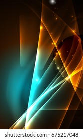Vector polar lights concept, glowig shapes in the dark, abstract background